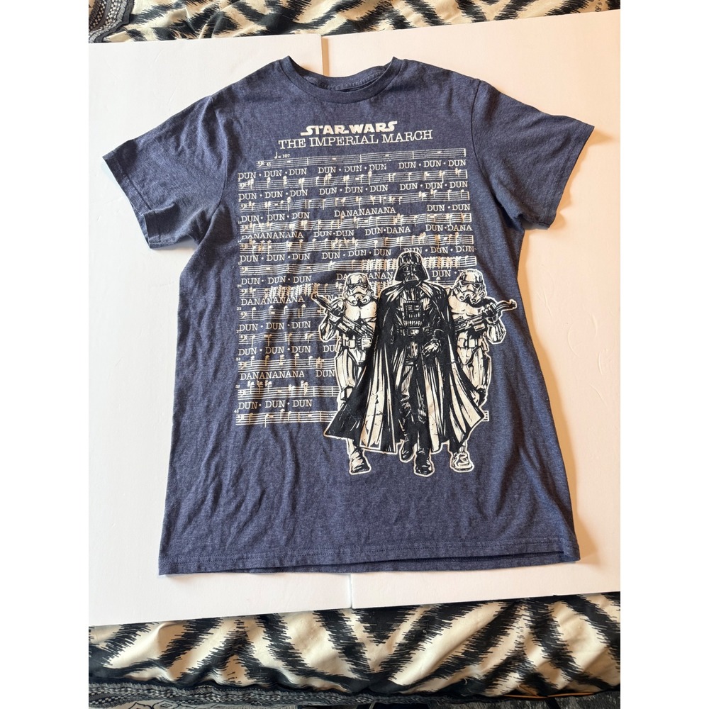 Star Wars Imperial March Darth Vader Graphic T-Shirt Navy Blue Mad Engine Small